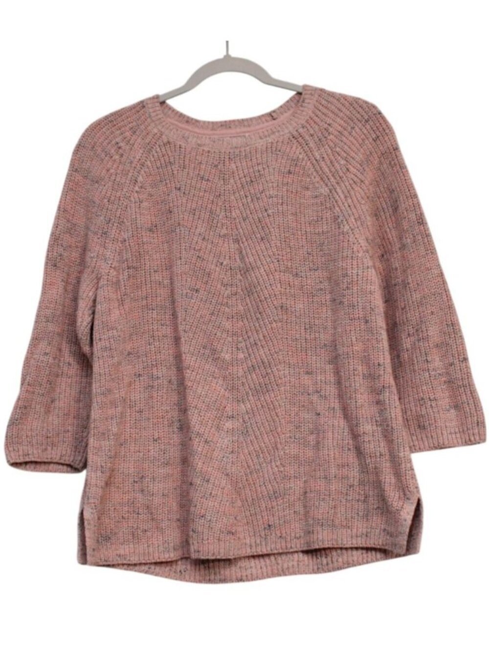 J Jill Sweater Size Medium Pink Knit Cotton Preppy Casual Modest 3/4 Sleeve